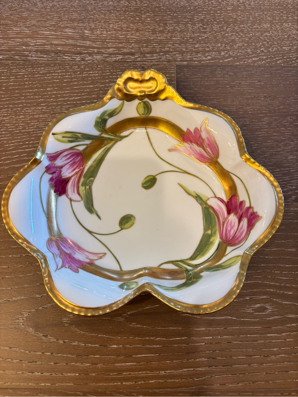 French Limoge antique tulip dish Flambeau